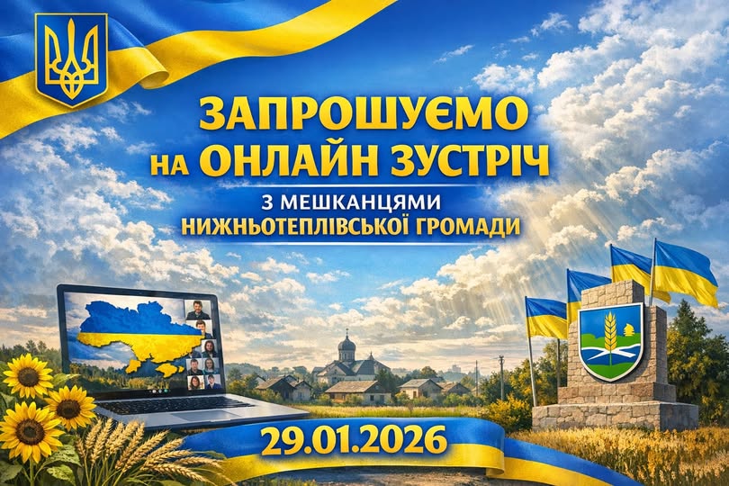 29 січня 2026 року з 11:00 до 13:00 у форматі онлайн відбудеться зустріч з мешканцями Нижньотеплівської громади Луганської області
