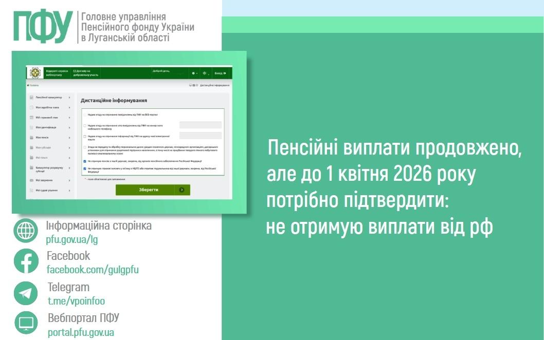 Пенсійні виплати продовжено